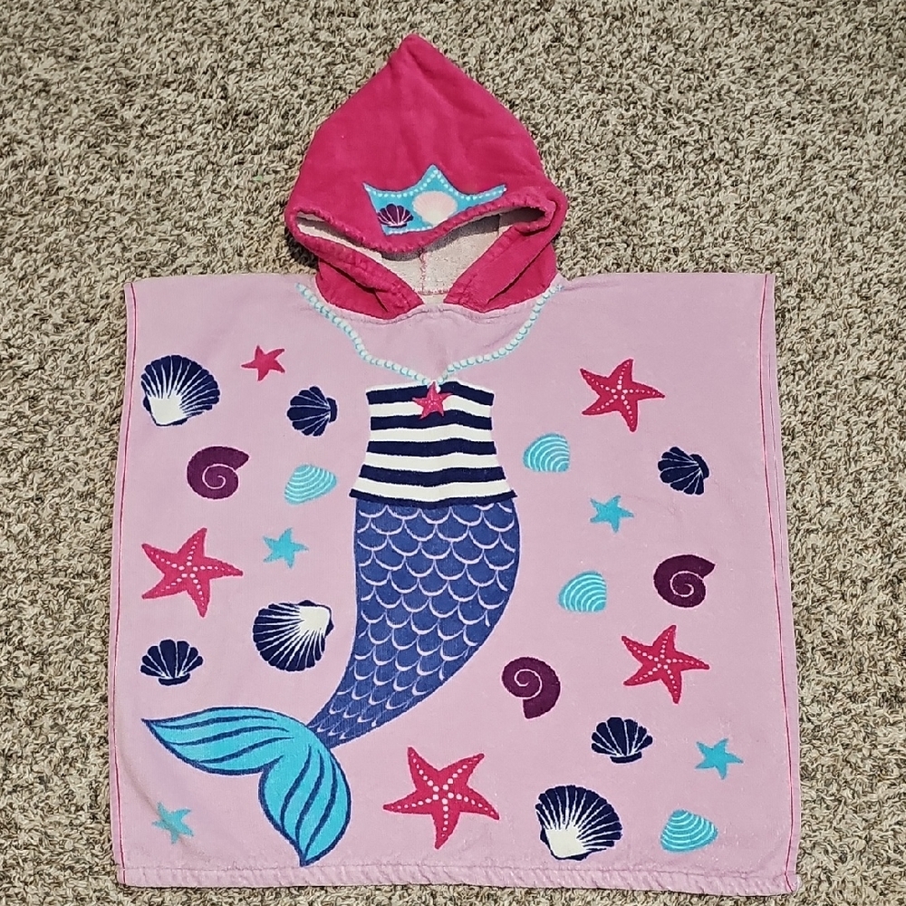 Kids Mermaid Hooded Towel Poncho